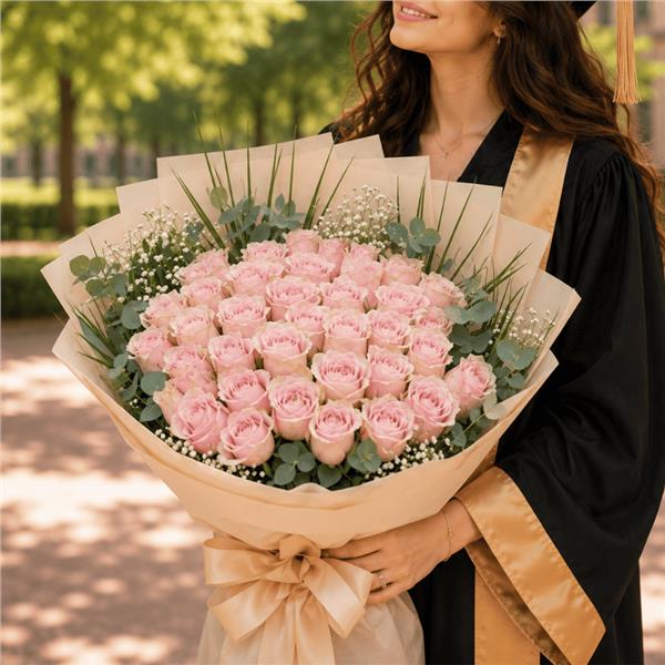 41 Adet Pembe İthal Gül Buketi