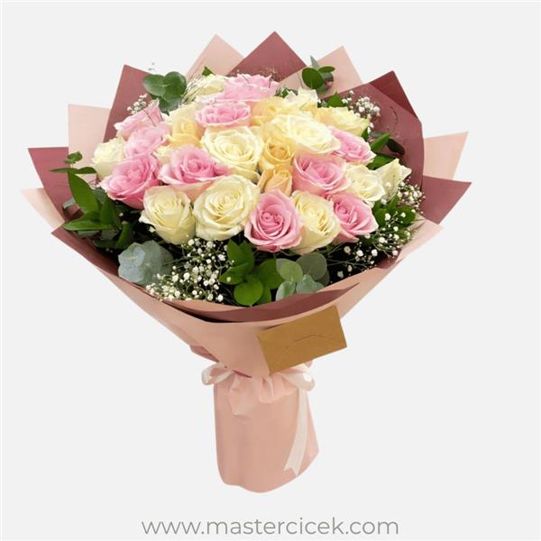 30 Adet Karışık Renk Gül Buketi