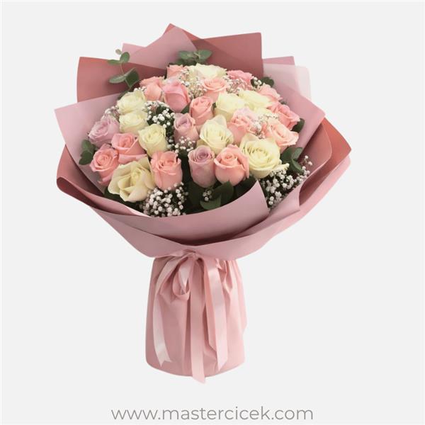 25 Adet Karışık Renk Gül Buketi