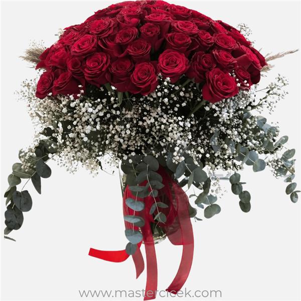 51 Adet Kırmızı Gül Vazoda Aranjman