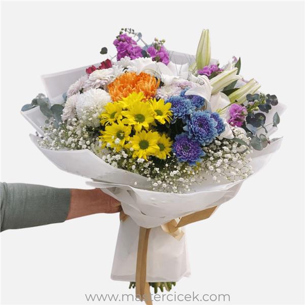 Renkli Karışık Çiçek Buketi